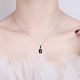 model showcasing Agate Pendant Necklace 925 Sterling Silver Pendant Gemini Zodiac Gift for Girlfriend