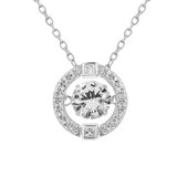 Dancing Stone White Sapphire Halo Necklace