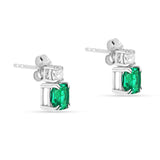 Green Colombian Created Emerald Stud Earrings