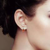 Peach Sapphire Stud Earrings