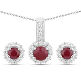 Silver Ruby Jewelry Set