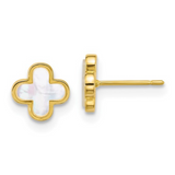 10k Gold Mother of Pearl Clover Earrings