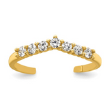 10k Gold White CZ Open Toe Ring