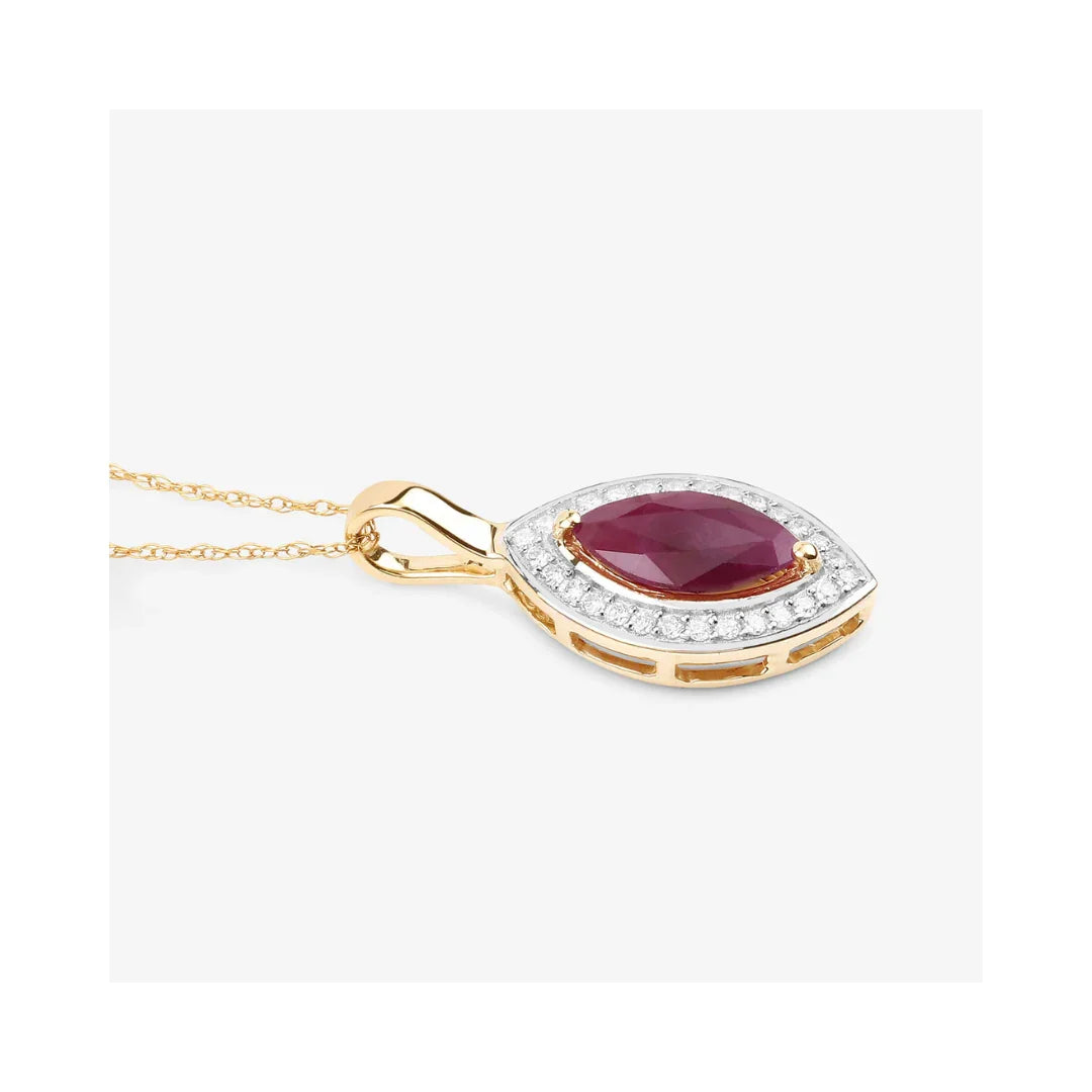 Genuine 10K Pink Ruby and White Diamond Pendant