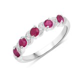 Genuine Ruby and White Topaz 5 Stone Ring