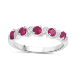 Genuine Ruby and White Topaz 5 Stone Ring