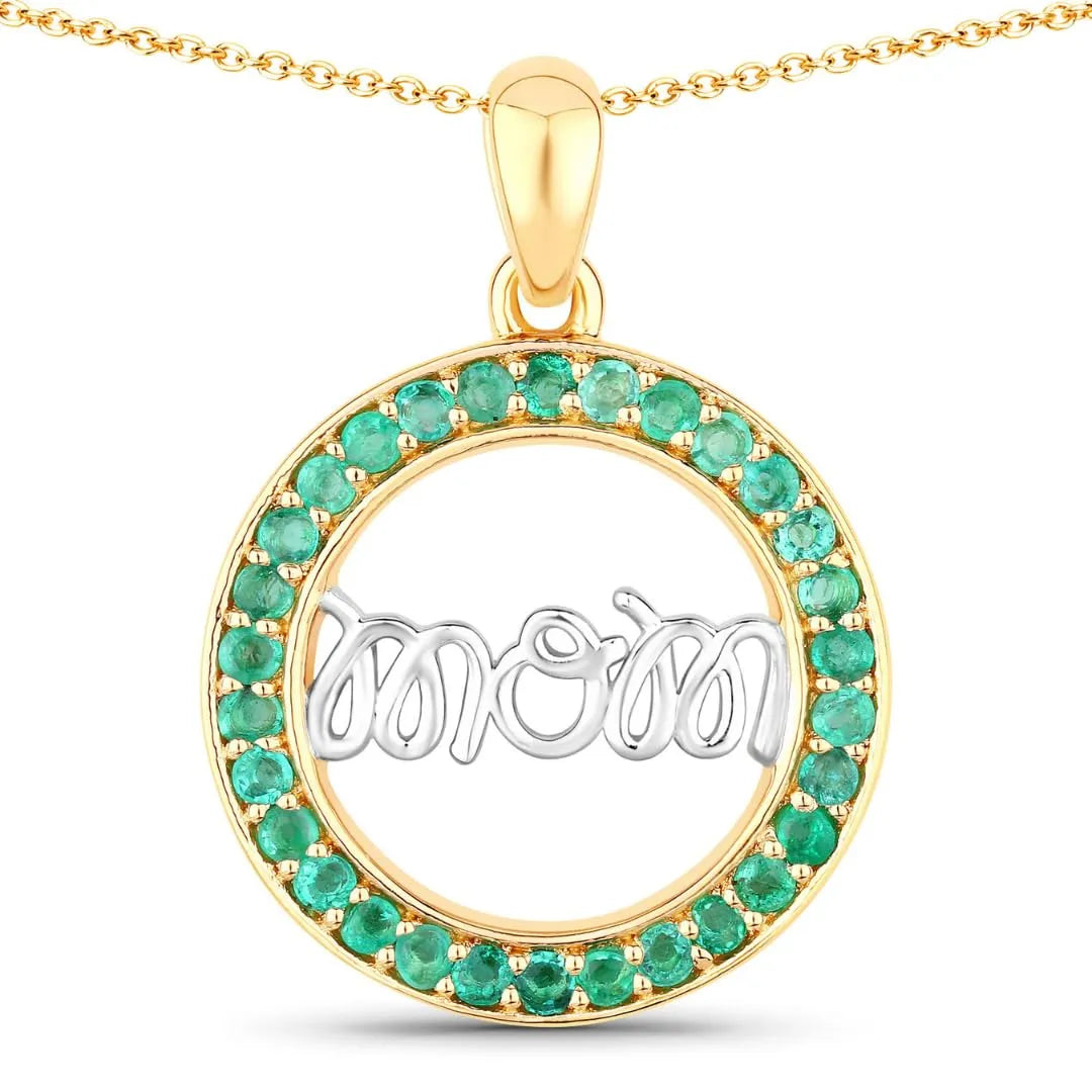 Genuine Emerald Pendant Mom Necklace Silver Fine Color Jewels $ 100 – 150,$ 150 - 200,1st mothers day,1st mothers day gifts,best first mothers day gift,first mothers day gift,first mothers day gift ideas,QJ
