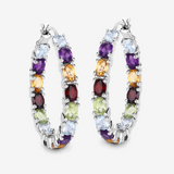 Multi Stone Hoop Earrings