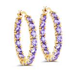 14k Gold Plated Tanzanite Hoop Earrings