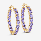 14k Gold Plated Tanzanite Hoop Earrings