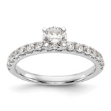 14K White Gold Lab Diamond Solitaire Pave Ring