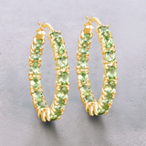 14k Gold Plated Peridot Hoop Earrings