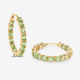 14k Gold Plated Peridot Hoop Earrings