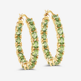 14k Gold Plated Peridot Hoop Earrings