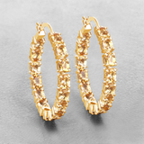 14k Gold Plated Citrine Hoop Earrings