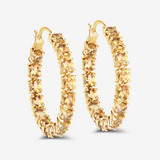 14k Gold Plated Citrine Hoop Earrings