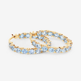 14k Gold Plated Blue Topaz Hoop Earrings