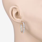 14k Gold Plated Blue Topaz Hoop Earrings