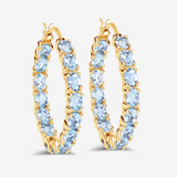 14k Gold Plated Blue Topaz Hoop Earrings