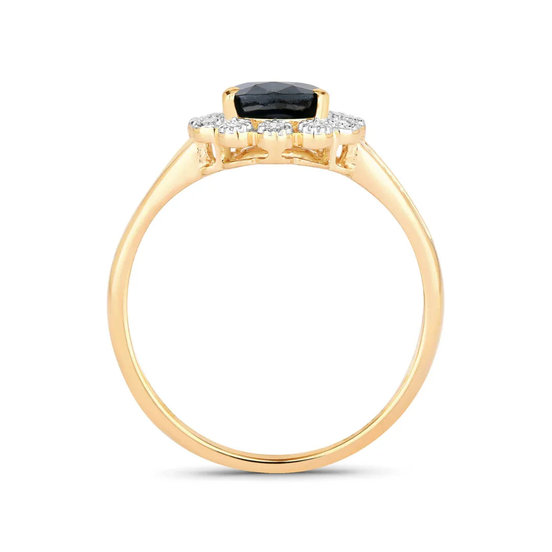 Genuine 10K Blue Sapphire and White Diamond Ring