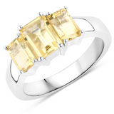 Genuine Citrine 3 Stone Ring