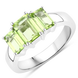 Genuine Peridot 3 Stone Ring