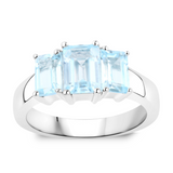 Genuine Blue Topaz 3 Stone Ring