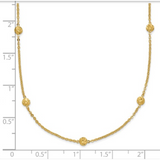 14K Polished Diamond-Cut Tiny Puffed Circles 15-Station Necklace