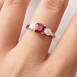 Lab Grown Ruby Three Stone Ring Fine Color Jewels 925 Sterling Silver Ruby Ring, best gift for girls, best gift for women, dla-dm-discount-all-154898, gift for her, Gift for Mom, gift for women, gift from daughter, Lab Created Ruby, lab grown ruby, New Year gift, red stone ring, ring for her, ring for women, ruby ring, Silver Three Stone ring, three stone ring, Valentine's Day gift