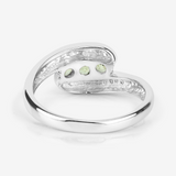 Genuine Peridot Three Stone Bypass Ring