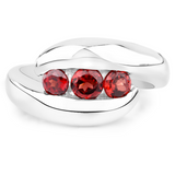 Red Natural Garnet Bypass Ring