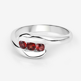 Red Natural Garnet Bypass Ring