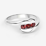 Red Natural Garnet Bypass Ring