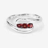 Red Natural Garnet Bypass Ring