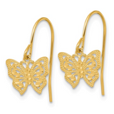 10k Gold Butterfly Dangle Earrings