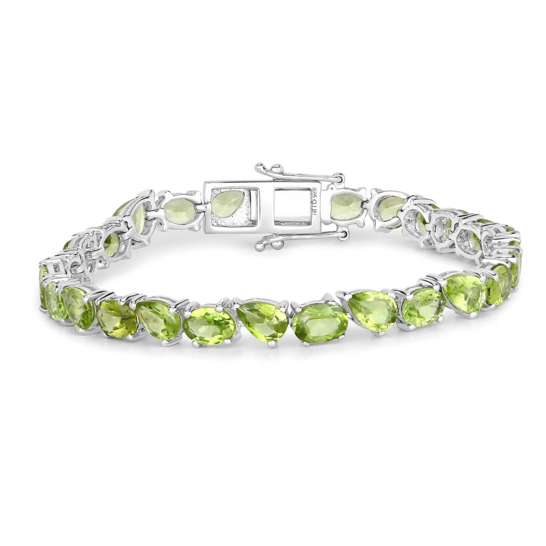Natural Peridot Tennis Bracelet Silver Fine Color Jewels
