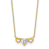 10k Gold CZ Triple Heart Necklace