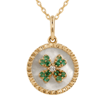 Mother of Pearl Clover Emerald Pendant Necklace