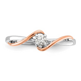 14K Dual Tone Solitaire Diamond Wedding Ring