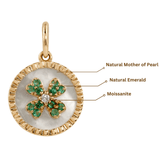 Mother of Pearl Clover Emerald Pendant Necklace