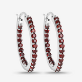 Natural Garnet Hoop Earrings