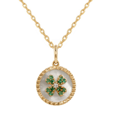 Mother of Pearl Clover Emerald Pendant Necklace