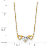 10k Gold CZ Triple Heart Necklace