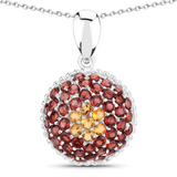 Genuine Citrine Garnet Cluster Necklace