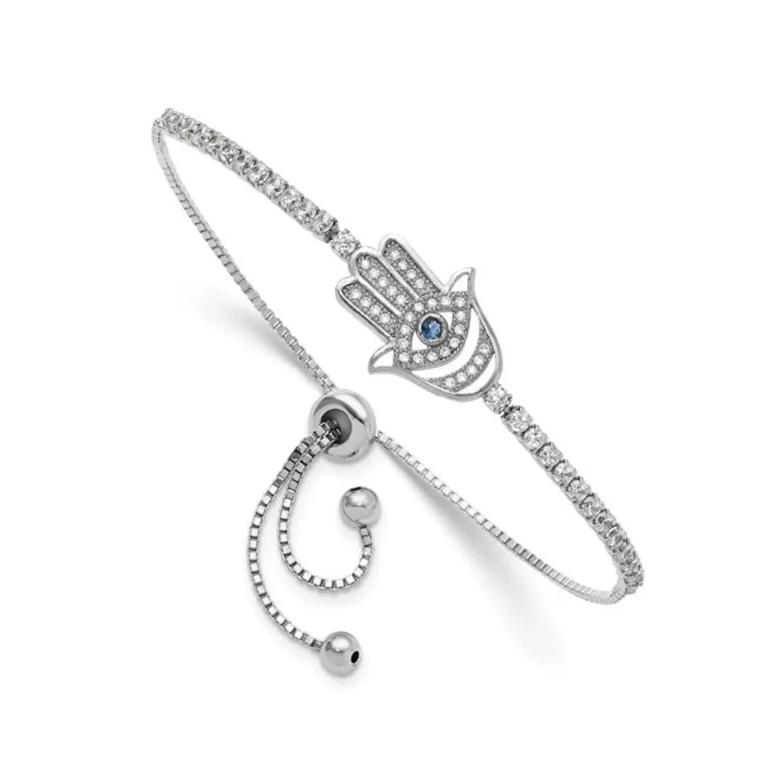 CZ Evil Eye Hamsa Adjustable Bracelet