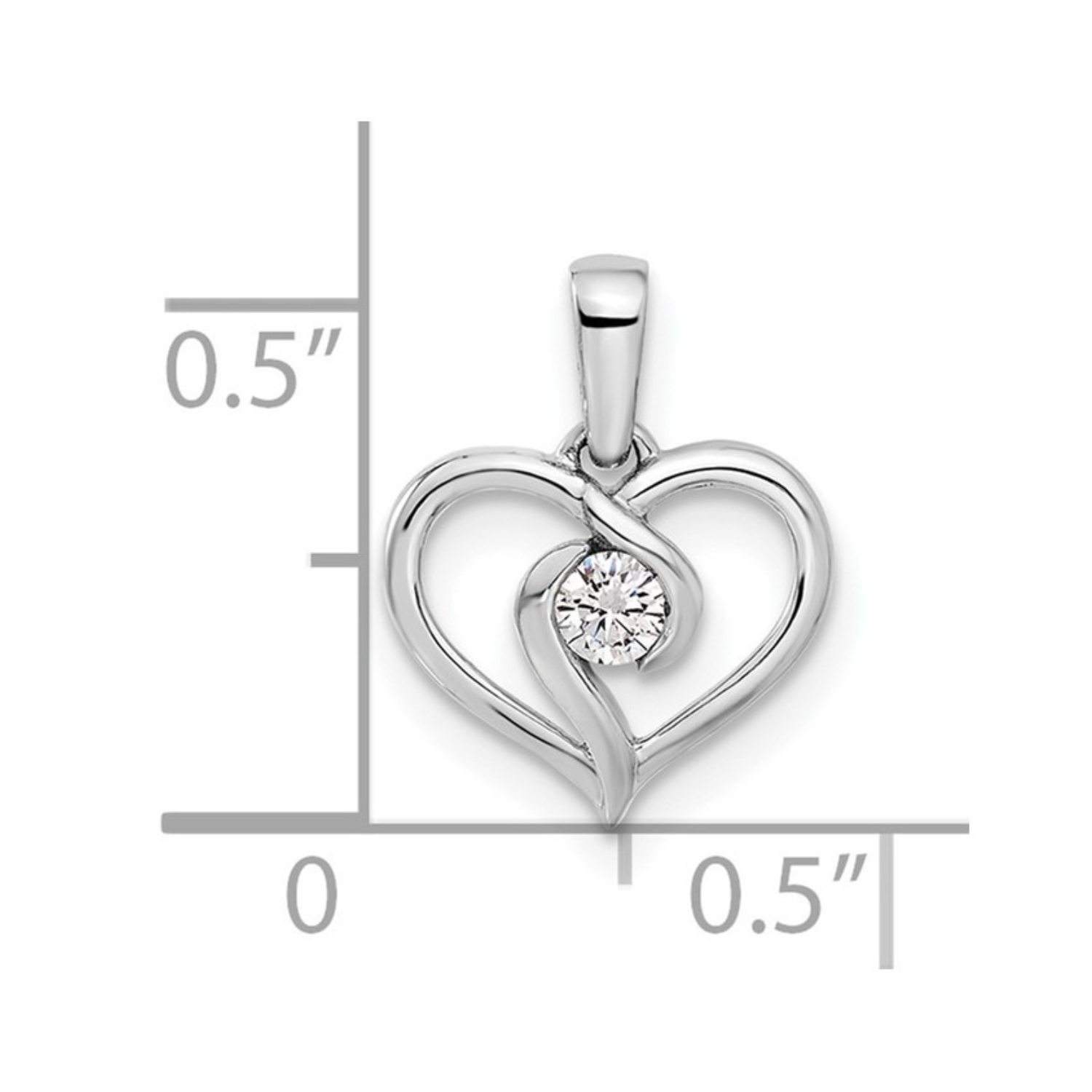 14k Gold Lab Grown Diamond Heart Pendant 1/10 carat