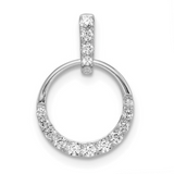 14K White Gold Open Circle Pendant, Lab Grown Diamond, Pave Charm Wedding Diamond Jewelry, Gift For Women, Gift for Mom