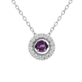 Natural Amethyst Dancing Stone Halo Necklace