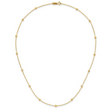 14K Polished Diamond-Cut Tiny Puffed Circles 15-Station Necklace