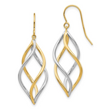 10K Gold Two Tone Twisted Dangle Earrings